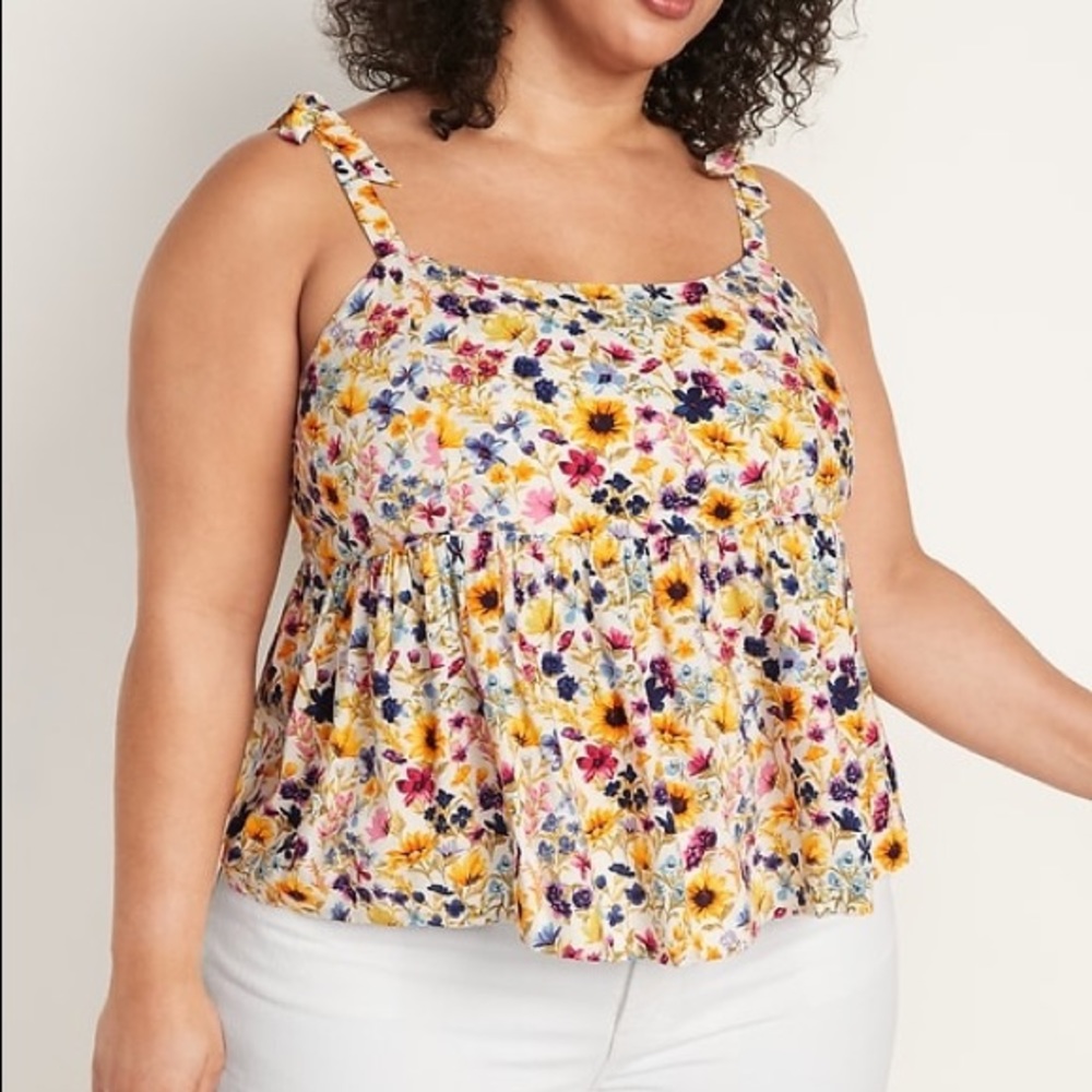 Old Navy Tie Shoulder Floral Print Cami Blouse Sz M Tall